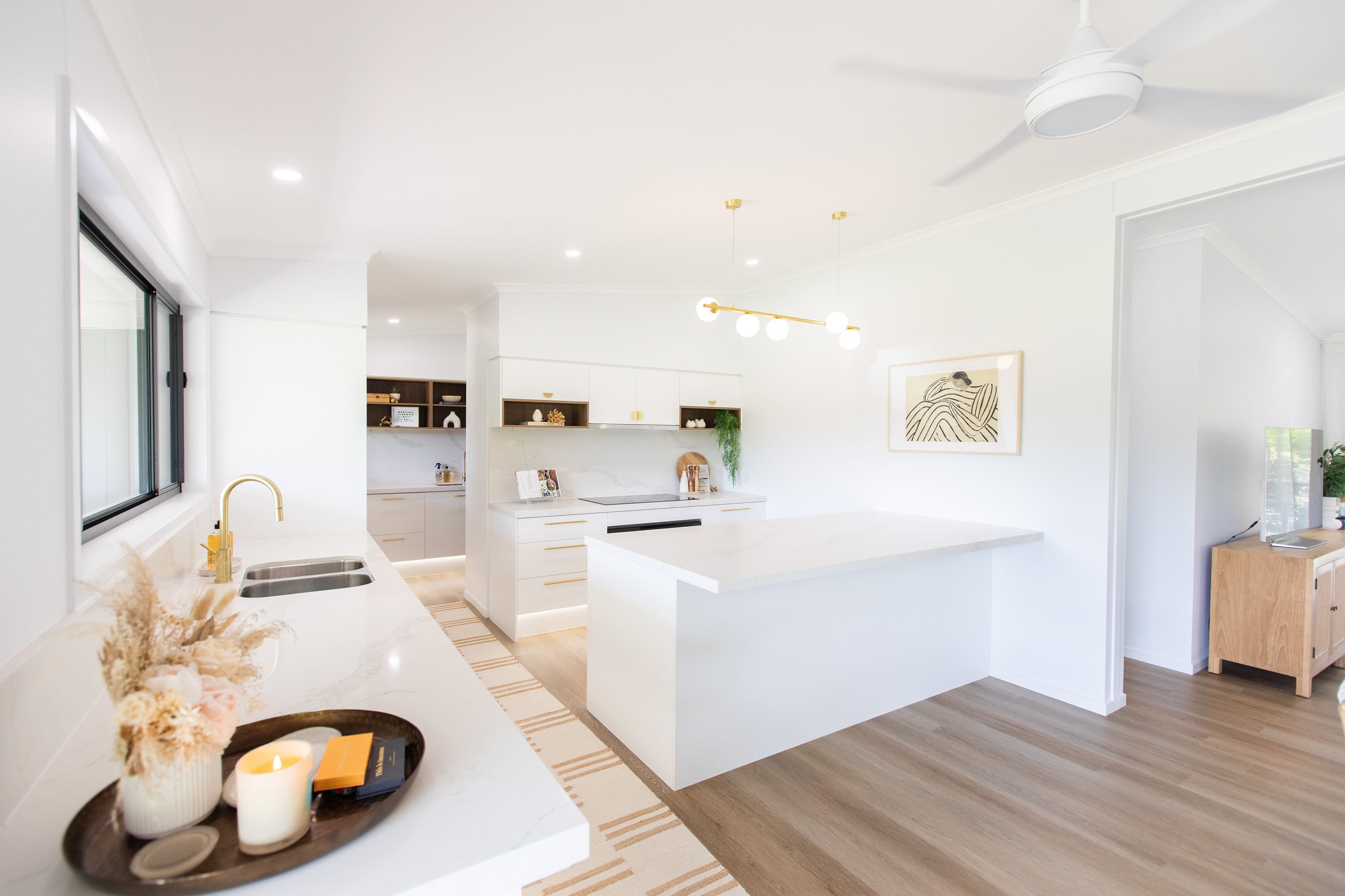 Oly Homes modern modular 4 bedroom floorplan Hamilton Kitchen, WIP, walk in pantry, butlers pantry, 