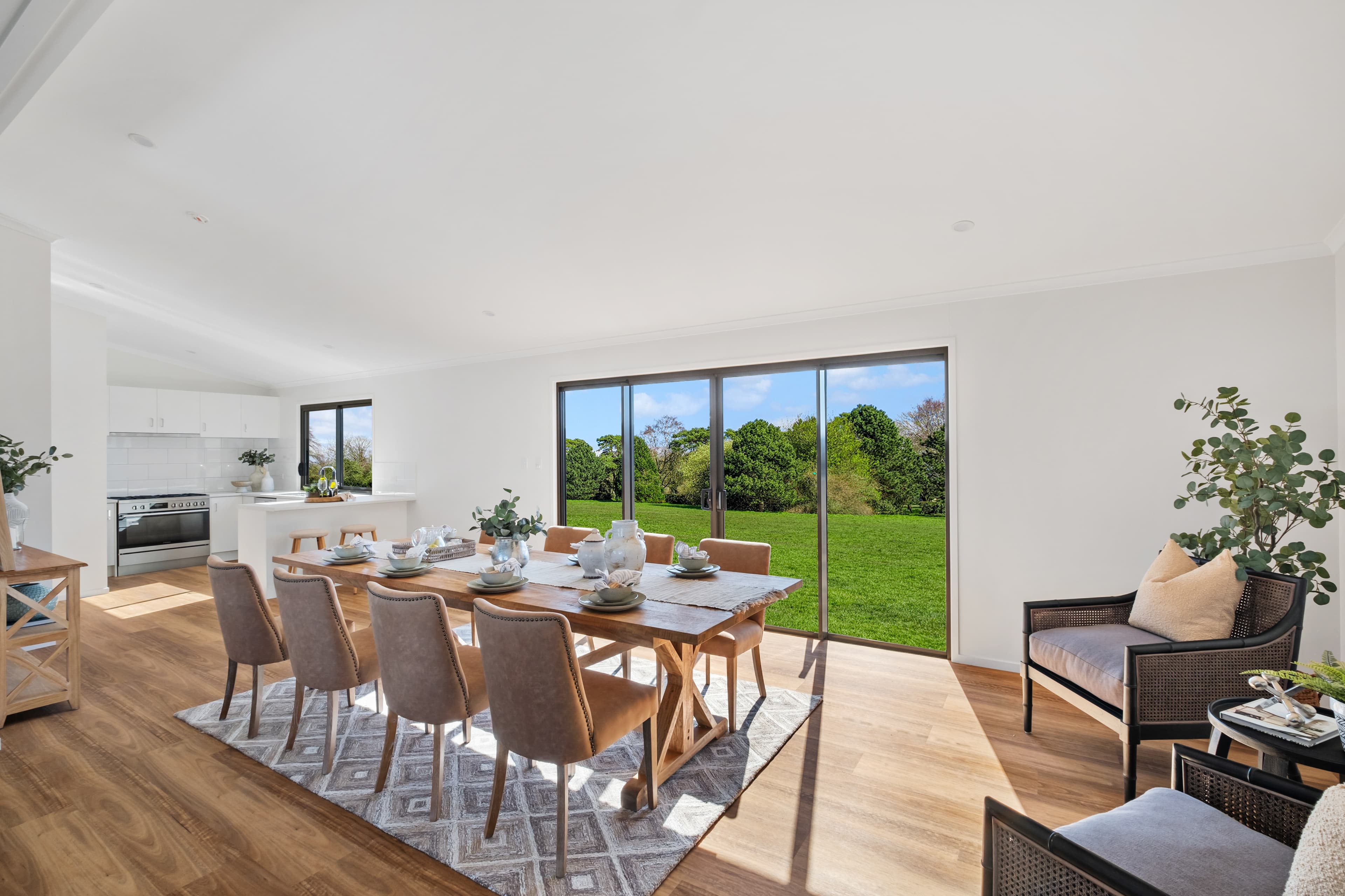 Oly Homes Hinchinbrook living room, dining, open plan modular homes